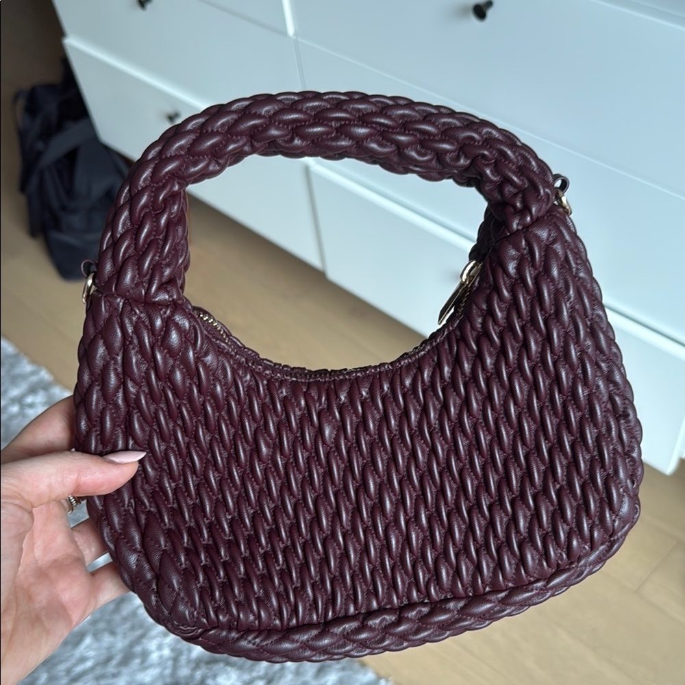 Plum Colored Woven Handbag
